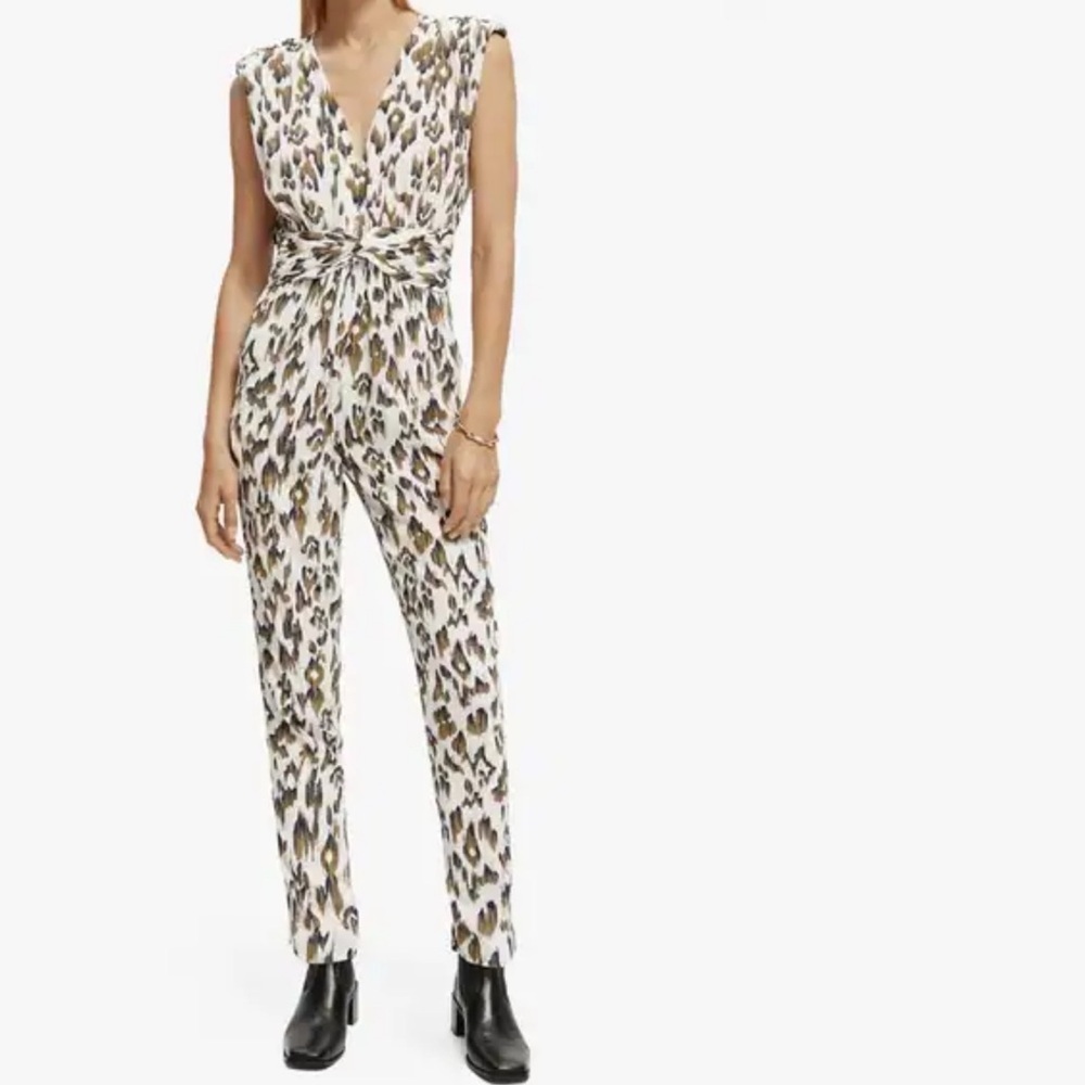 Scotch And Soda Belted Jumpsuit V Neck